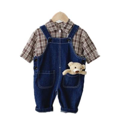 China Hot sale anti-shrink long sleeve clothes for born baby rompers clothing sets new denim babi clothing romper set denim for sale