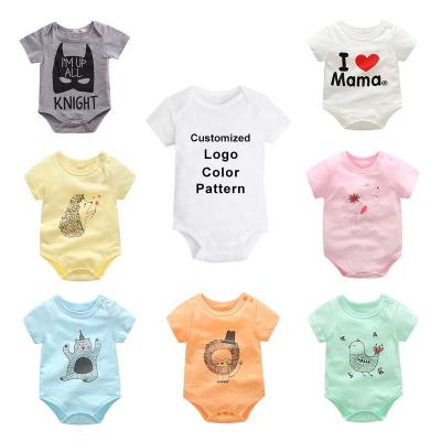 China OEM 100% Cotton China Factory/ODM Cartoon Baby Rompers Wholesale Cotton Baby Clothes Unisex Rompers Set With Logo/Color/Size for sale