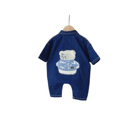 China Cozy Baby Clothes Denim Cotton Baby Rompers Button Overalls Newborn Toddler Button Onesie for sale