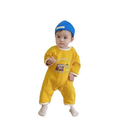 China Cozy Baby Clothes High Quality Custom Cotton Sweatshirt Infant Jumpsuit Soft Color Block Baby Romper for sale