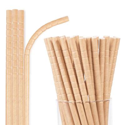 China Free Samples Minimalist Disposable Dye Free Brown Biodegradable Flexible Drinking Straws Curvy Paper Straws for sale