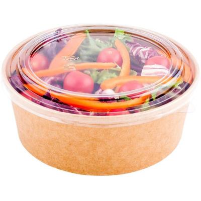 China SR 750ml Disposable Eco-Friendly Salad Rice Noodle Food Wrapping Paper Hot Bowl With PP PET Lid, Paper Bowl Lunch Box for sale