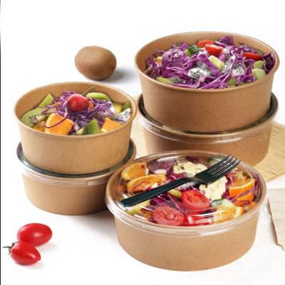 China Biodegradable SR RTS 300pcs 36oz 1090ml Brown Disposable Lunch Wrapper Salad Paper Bowl Hot Food Container Manufacturers For Fruit for sale