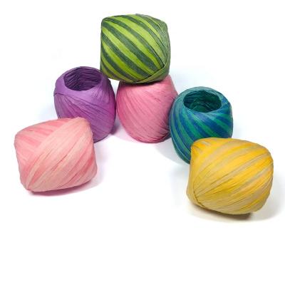 China SR 20M/Roll Multi Colored Rope Rope Scrapbooking Craft Gift Wrapping Wide Candy Paper Gift Ribbon Raffia For Gift Wrapping for sale