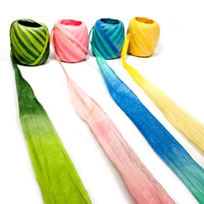 China Gift Wrapping SR 20m/roll Color Yards Raffia Ribbon Paper Rope Pull Red Green Blue Yellow Natural Raffia Ribbon Twine For Wrapping Decoration for sale