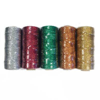 China SR 100m Red Green 2mm Baker's Gift Wrapping Twine Rose Glod Silver Metallic Christmas Twine 3-Ply Spool Twine for DIY Arts or Crafts Wrapping for sale