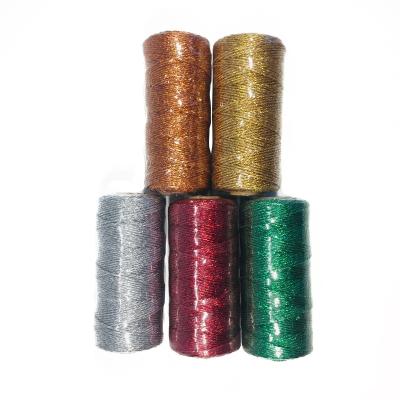 China SR 100m Red Green 2mm Baker's Gift Wrapping Twine Rose Glod Silver Metallic Christmas Twine 3-Ply Spool Twine for DIY Arts or Crafts Wrapping for sale