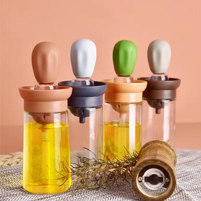 China Easily Cleaned Olive Oil Bottle With Silicone Brush Dropper Dispenser Oil Container Kitchen BBQ Measuring Tools for sale