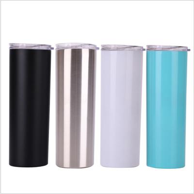 China Sustainable 20OZ Double Wall Vacuum Insulation Water Bottle Coffee Mug Slim Lean 20oz Stainless Steel Tumbler With Seal Lid And Straw for sale