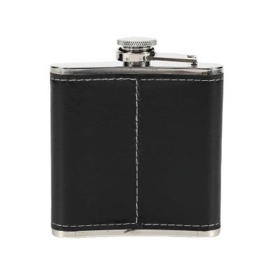 China Custom Wholesale Wine Whiskey Flask 6oz 7oz 8oz Stainless Steel Leather Wrapped Flask for sale