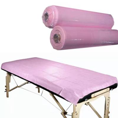 China Soft Comfy Spa Massage Beauty Sheet Waterproof Nonwoven Pink Disposable Fabric Roll For Hospital Surgical Medical Drape for sale