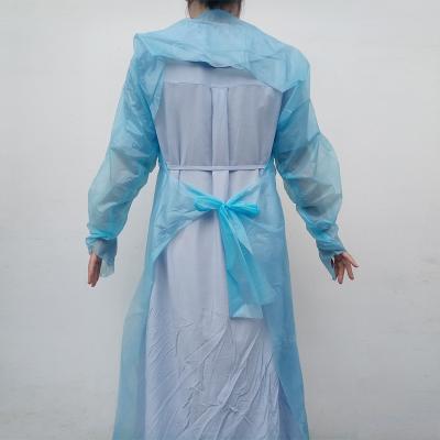 China Cpe Thumb Loop Antistatic Cheap Waterproof Disposable Plastic Medical Surgical Gown for sale