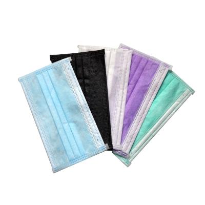 China Eco-Friendly 3 Ply Nonwoven Face Mask Earloop Colored Non Woven Face Mask for sale