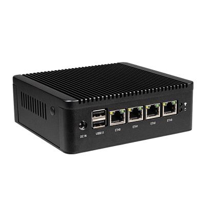 China Industrial Fanless Mini Pc Industrial Thin Client Server CPU Processor with 4 LAN Ports and 4 USB3.0 J4125 Supports Dual Screen for sale