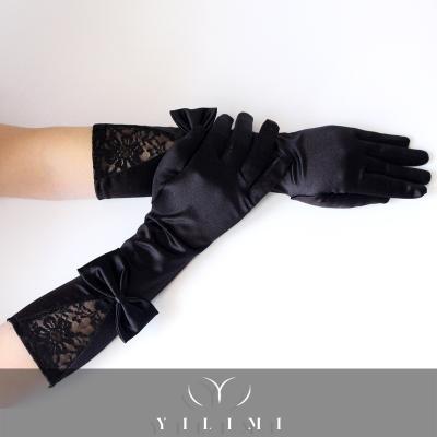 China Cheap Wholesale Fashion Jacquard Wedding Gloves Plain Satin Gloves Dance Performance Etiquette Bridal Gloves for sale