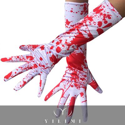 China Simple Halloween Blood Gloves Cosplay Gloves Blood Drops Spooky Ghost Hands Blood Party Themed Gloves for sale