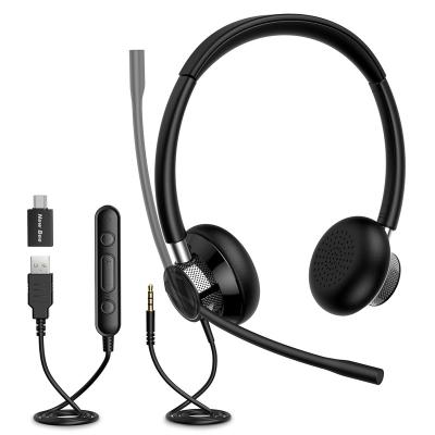 China Office Professional 20-20KHz Noise Cancel Earphone Call Center Headset With Microphone For Computer for sale