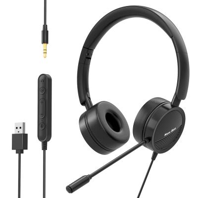 China new good quality 20-200KHz bee H360 wired 3.5mm USB headset call center business headphones earphone for android for sale