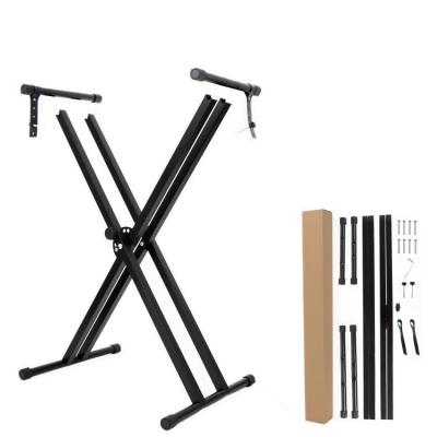 China Piano playing assembled electronic double X-structure keyboard stand Two-pipe piano stand small size for disassembly double X-structure for sale