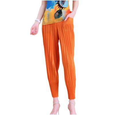 China Anti-wrinkle cropped straight pants mikeya big women pants good quality casual pleated pants for sale