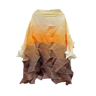 China 2023 Summer Spring Style Miyake Crew Neck Anti-Static Casual Women Stretch Sleeve Loose Digital Print Mother Of Pearl Plus Size Dress for sale