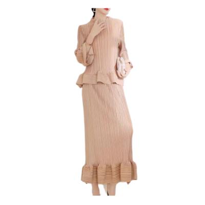 China Bud Shirt And A Line Pleated Two-piece Skirt Women's Casual Suit Anti-wrinkle Anti-wrinkle Suit Women's Casual Suit for sale