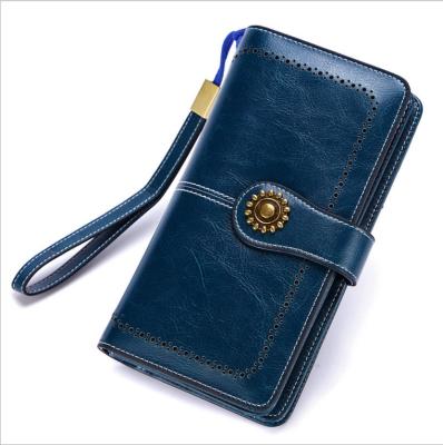 China Large Capacity 20 Large Capacity Purse Genuine Leather Card Slots RFID Blocking Genuine Leather Lady Purse Manufacturer Retail for sale