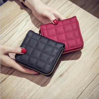 China Korea Fashionable Popular Style Mini PU Wallet Women's Cute Short Zipper Wallet Short Embroidered Women's Wallet for sale