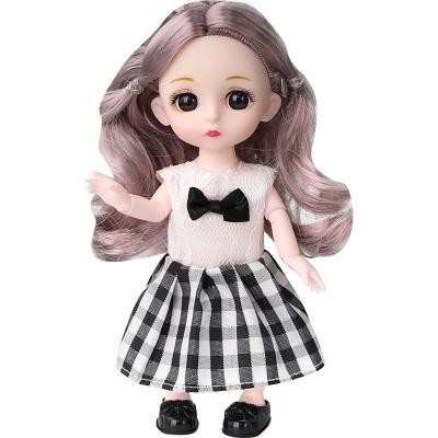 China Colorful cute cartoon toy 16CM small doll children toy for girl with sunday clothes for sale