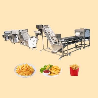 China High Efficiency 304 Stainless Steel Small Scale Frozen French Fries Fries Making Machine Potato Chips Production Line for sale