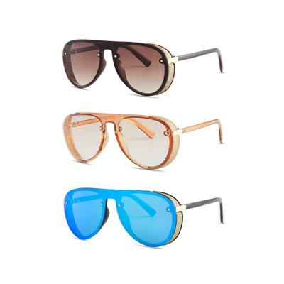 China Newest Fashion Sunglasses WIIPU Oval Steampunk Retro Windproof Pilot Round Frame Fashion Oversized Sunglasses for sale