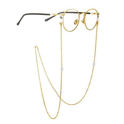 China Retro Natural Freshwater Eyelash Lanyard Pearl Eyeglasses Accessories Plating 24K Gold String for sale