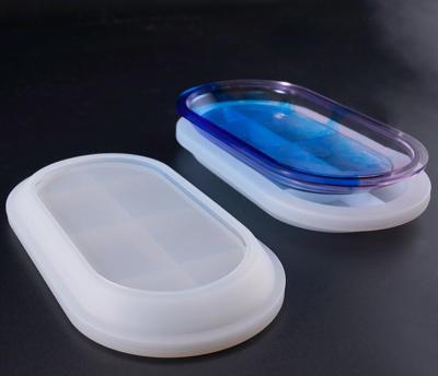 China WIIPU Flower Oval Dish Silicone Mold Dry Epoxy Resin Decoration DIY Process Mold for sale