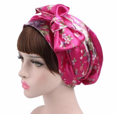 China Preservation of Women's Warm Muslim Head Scarf Chemo Hat Turban Bandana Hair Wiipu Bow Scarf Cancer Silk Hat for sale