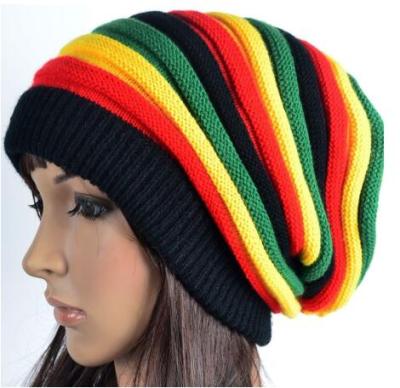 China 2019 Fashions Cute Winter Striped Mens Womens Jamaica Rasta Reggae Rainbow Wool Knitted Beanie Hats Girl Boy Casual Cheap Caps for sale