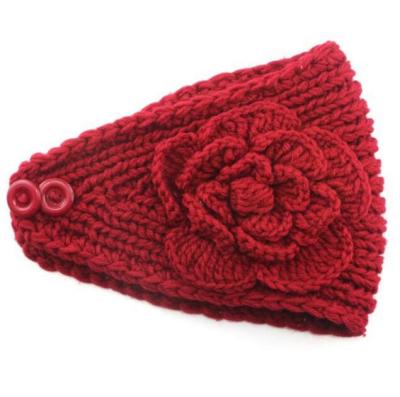 China WIIPU Large Warm Wool Flower Wide Floral Knit Crochet Headband Hairband Headpiece Head Wrap for sale