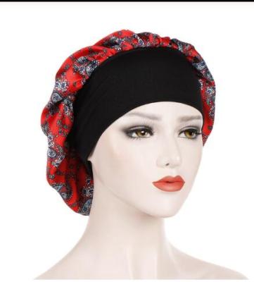 China Chemo Beanies Cap Headwear Silky Hair Loss Accessories Headwrap Muslim Women COMMON Wide Sleep Print Turban Hat Hood Cancer Hair Loss Accessories for sale