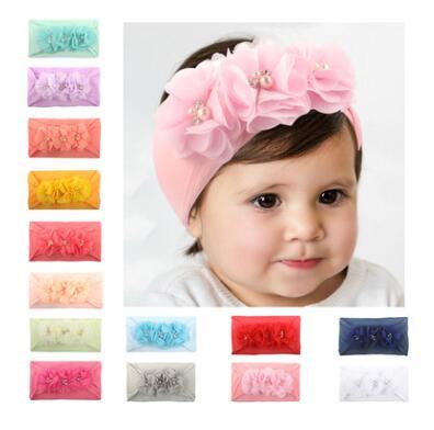 China New cute European, American, spring, summer, autumn, thin baby scrunchie, four-pearl flower, children's hair band for sale