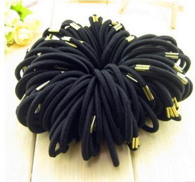 China WIIPU 100pcs/bag Black Elastic Fabric Ponytail Holders Elastic Hair Bands for sale