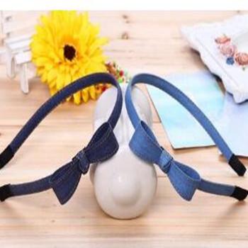 China Thin Denim Deity Black Denim Headband Hair Band Side Bow No Handle Comfortable Cute EMO Tooth for sale