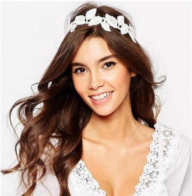 China Polyester Godbead Beach Leaf Lace Headband Bohemian Head Wrap Women's Fashion Hair Accessories Bohemian Hair Band for sale