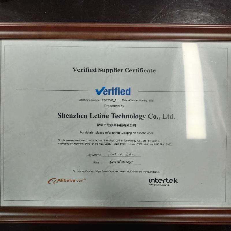 Verified Supplier Certificate - Shenzhen Letine Technology Co., Ltd.