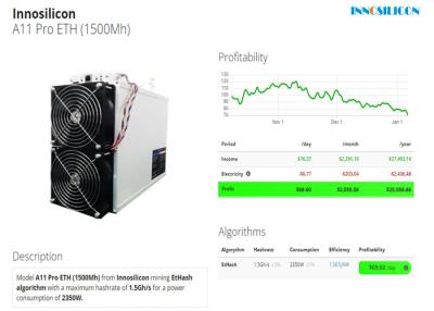 China De 1.5GH Innosilicon Asic favorable 2350W ETH moneda del minero A11 en venta