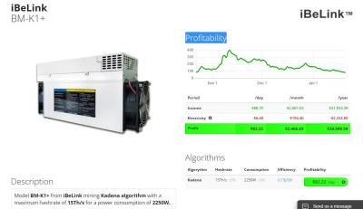 China de Mijnwerker BM-K1+ van 2250W 74db iBeLink voor het Muntstuk van Mijnbouwkadena KDA Te koop