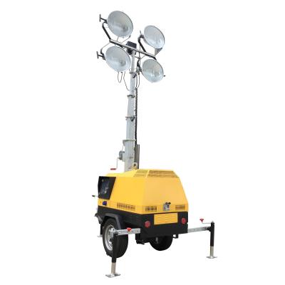 China Sports Stadiums Trailer Type Outdoor Generator Light Tower With Regular Metal Halide Lights 7M for sale