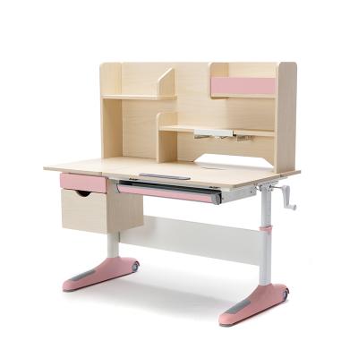 China Modern Height Adjustable Kids Desk With Shelf Ergonomic Design Board Eco-Friendly Solid Wood Kids Study Table For Bedroom for sale