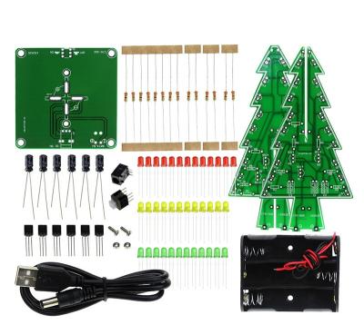 China FR4 DIY 3D Christmas Tree Christmas Soldering Practice Electronic Assemble Kit Project for Kids Teens 3 Colors LED PCB Flashing Soldering for sale