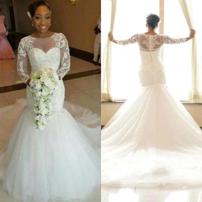 China 2022 New Arrival FA126 Breathable Design Africa Long Sleeve Beads Mermaid Wedding Dress Plus Size Customized Wedding Gowns for sale