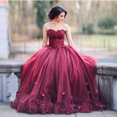 China NE016 Vestido De Noiva Red Breathable Ball Gown Wedding Dress Sweetheart Neck Lace Appliques Flowers Robe De Mariage for sale