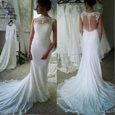 China High Neck Covered Applique Button Court Train Wedding Dresses Vestido De Novia Casamento Elegant Breathable Sleeve Sheath Wedding Dress NE143 for sale